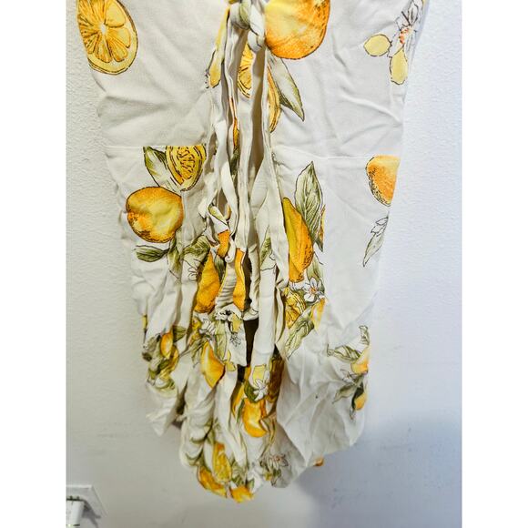 FOR LOVE AND LEMONS Yellow White Lemonade Crossback Tie Back Romper size Large - Picture 9 of 11